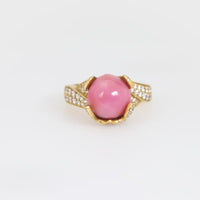 Modern conch pearl diamond 18k yellow gold ring