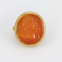 Carnelian 18k yellow gold "Apollo" intaglio ring