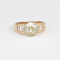 GIA 2.59 carat old European cut diamond 18k yellow gold engagement ring