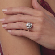 French Mid Century GIA 1.81 carat old mine diamond 18k white gold ring