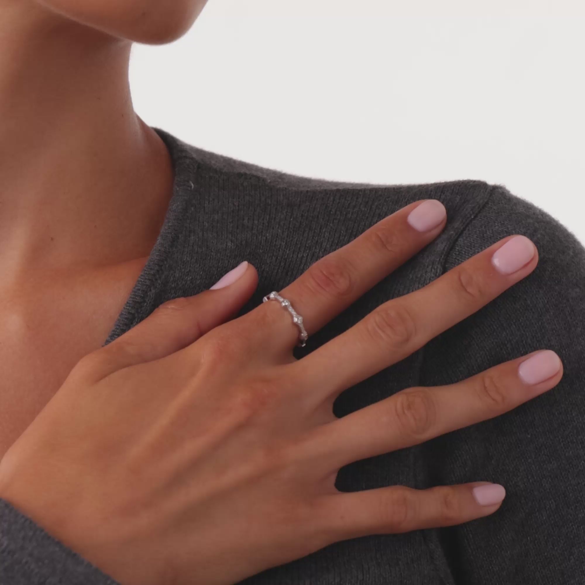 Contemporary diamond 18k white gold eternity band