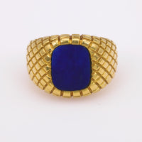 Vintage Tiffany & Co Lapis 18K Yellow Gold Signet Ring