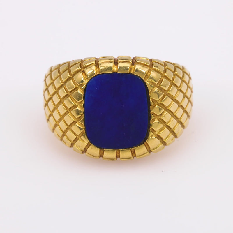 Vintage Tiffany & Co Lapis 18K Yellow Gold Signet Ring