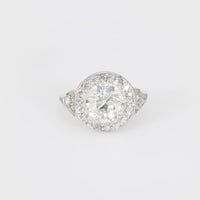 Art Deco GIA 2.48 carat old European cut diamond platinum halo ring