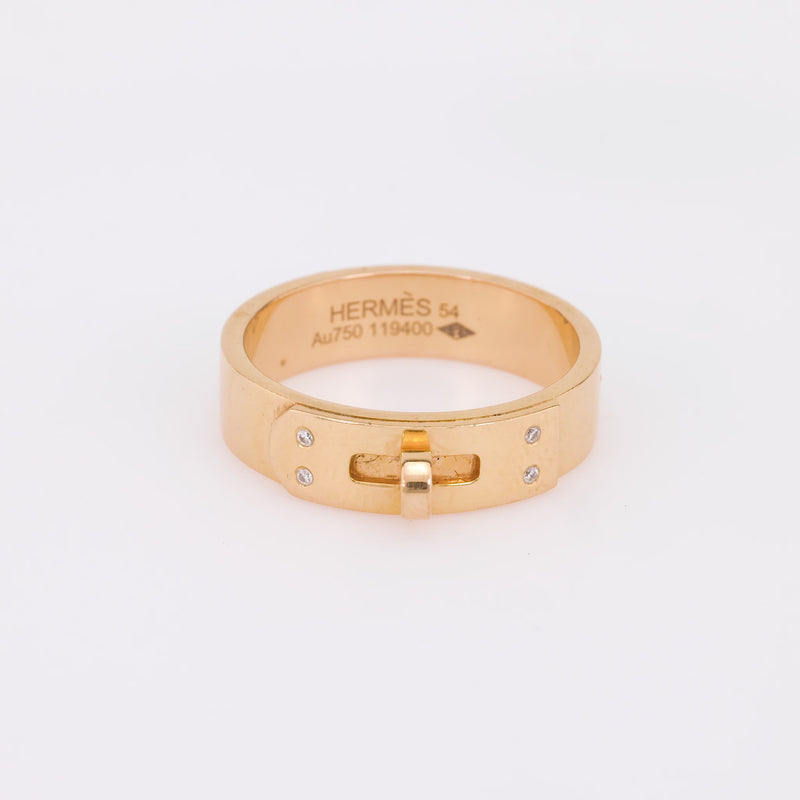 Hermes diamond 18k yellow gold Kelly ring