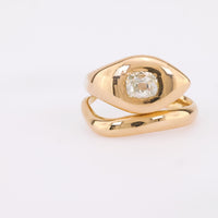 Superb vintage old mine diamond 18k yellow gold snake ring