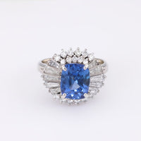 Platinum, Sapphire, and Diamond Ballerina Ring