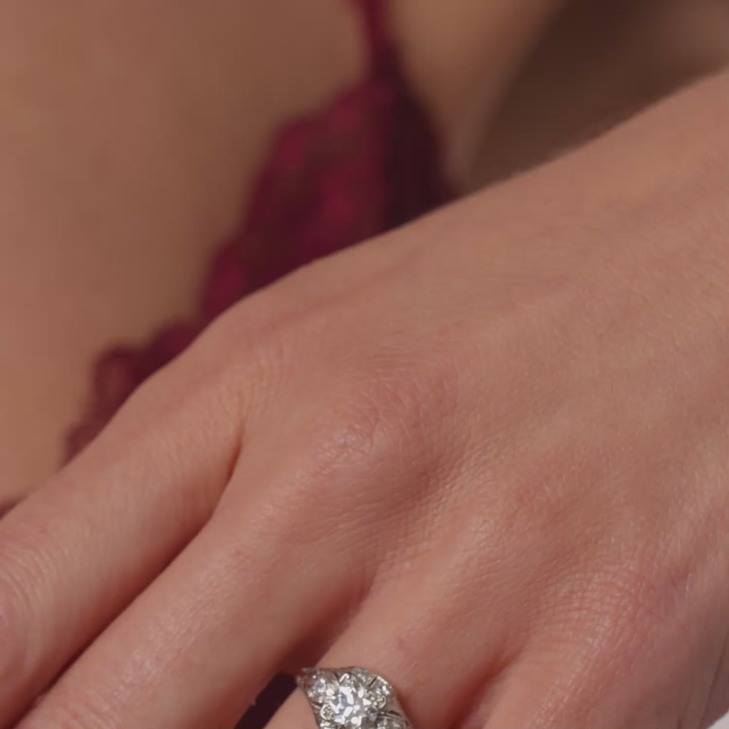 Art Deco diamond platinum engagement ring