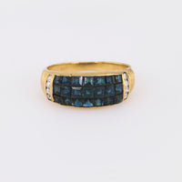 Modern 1.77 Carat Carre Cut Sapphire Diamond 18K Yellow Gold Ring