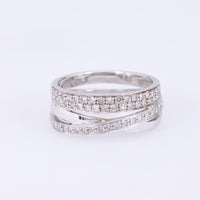 Vintage French Diamond 18K White Gold Trinity Style Band