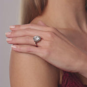 Victorian GIA 3.65 carat old mine cut diamond 14k yellow gold cluster ring