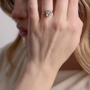 Victorian GIA 3.22 carat old mine cut diamond 14k yellow gold engagement ring