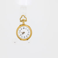 Victorian French diamond pearl 18k yellow gold enamel pendant watch