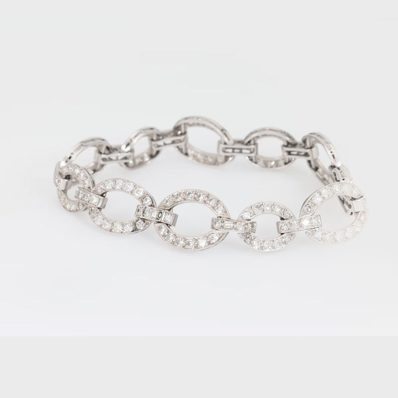 Art Deco 4.70 carat total weight diamond platinum link bracelet