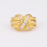 Tiffany & Co. Vintage Diamond 18K Yellow Gold Criss-Cross Ring