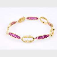 Vintage 6 Carat Ruby Diamond 18K Yellow Gold Bracelet