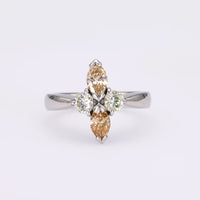 Modern Mulitcolored Diamond Platinum Ring