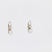 Edwardian Inspired Old Cut Diamond 18K White Yellow Gold Earrings