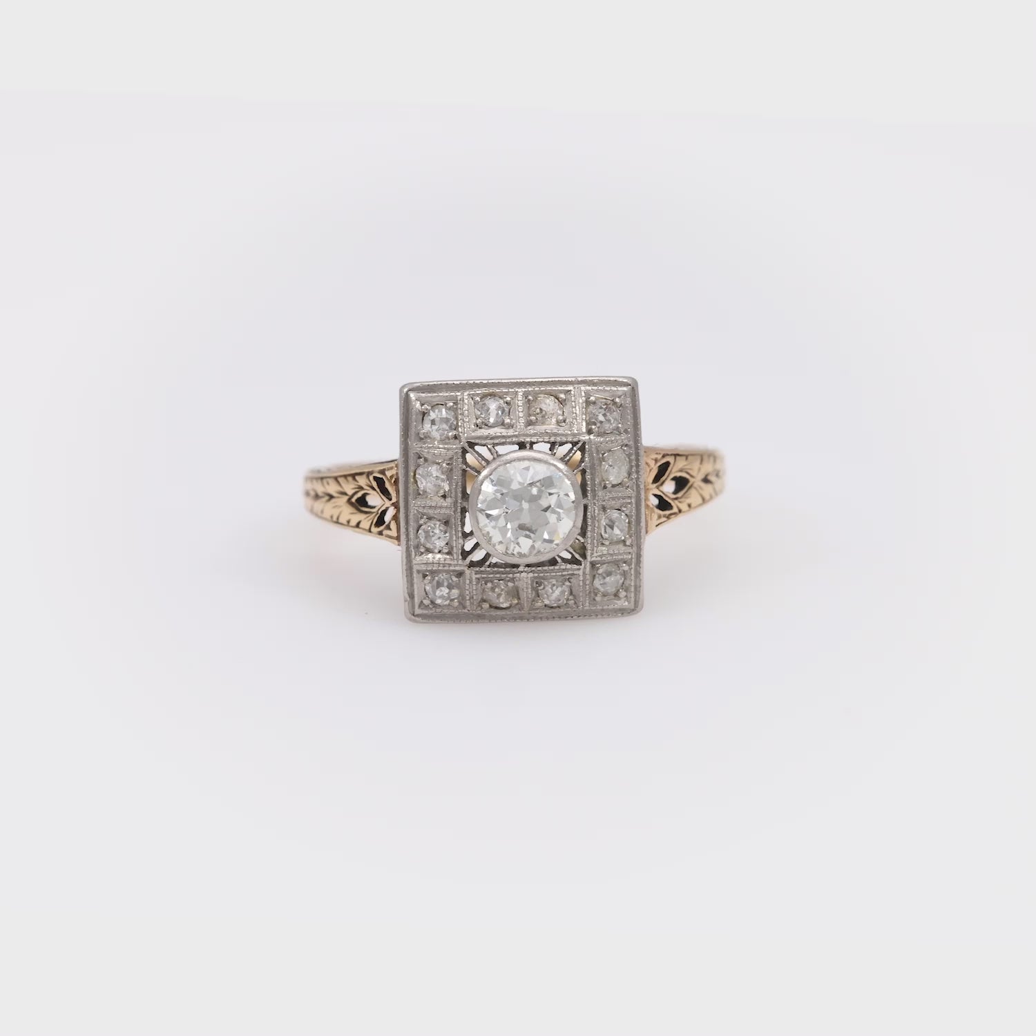 Victorian old cut diamond 14k yellow gold ring