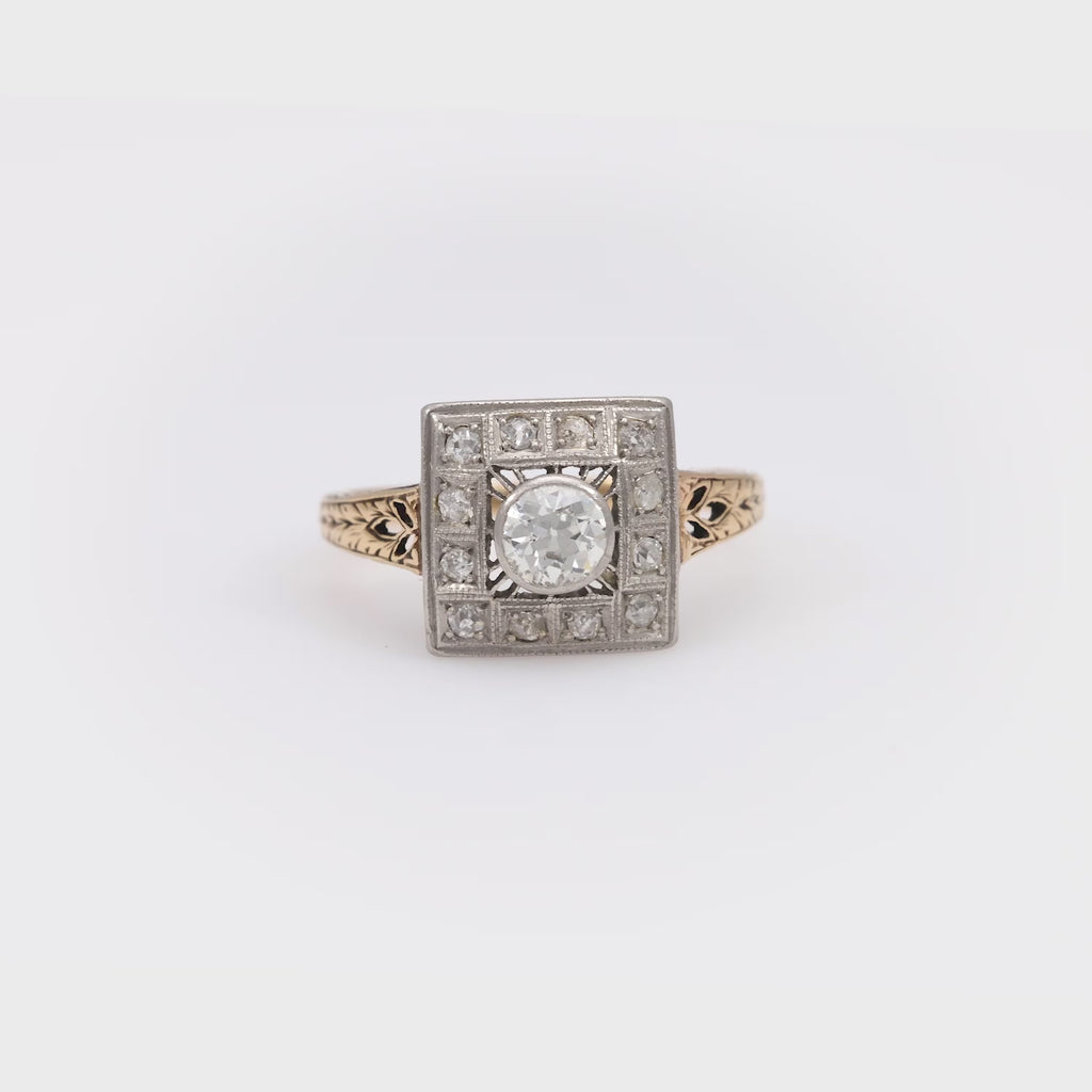 Victorian old cut diamond 14k yellow gold ring