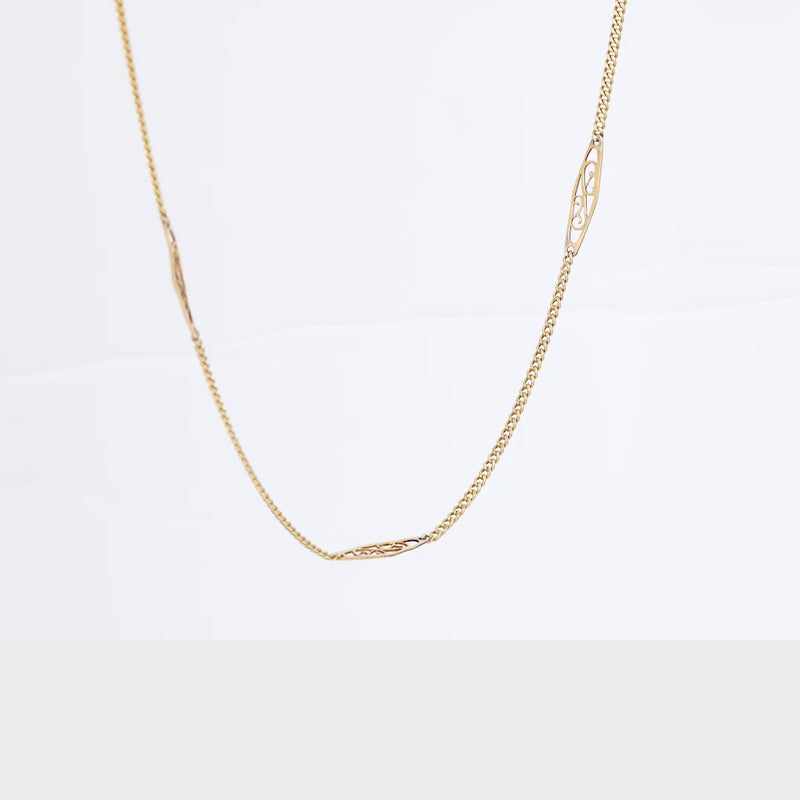 Antique 14k yellow gold fancy link necklace