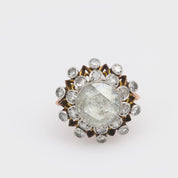 Victorian 2.80 carat rose cut diamond 18k rose gold cluster ring