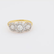 Victorian diamond 18k yellow gold 3 stone ring