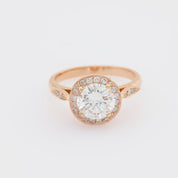GIA 1.42 carat diamond 18k rose gold halo engagement ring