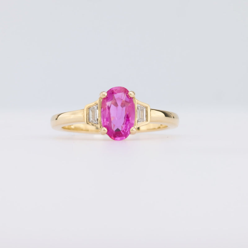 GIA 1.07 Carat Burma No Heat Pink Sapphire Diamond 18K Yellow Gold Ring