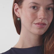 Victorian 1.40 carat diamond cabochon emerald gold and silver cluster earrings