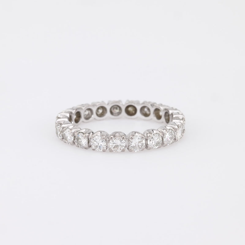 Mid Century French Diamond 18K White Gold Eternity Band