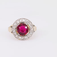 French Belle Époque Spinel Diamond 18K Yellow and White Gold Target Ring