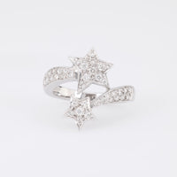 Vintage French Diamond 18K White Gold Star Toi Et Moi Ring