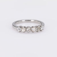 Modern 6 Stone Diamond Platinum Wedding Band