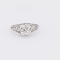 Art Deco GIA 1.50 carat old mine diamond platinum engagement ring