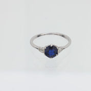 Art Deco 1.05 carat sapphire diamond platinum engagement ring