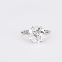 French Art Deco GIA 4.93 Carat Old European Cut Diamond Platinum Engagement Ring