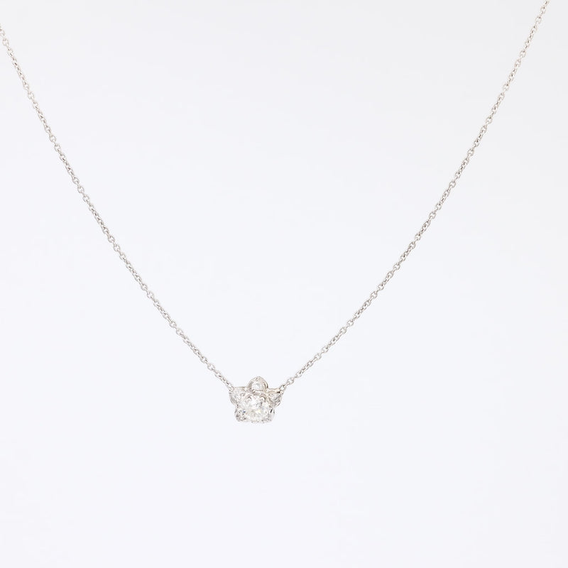 Antique Style .35 Carat Diamond Platinum Flower Necklace