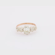 Victorian 1.21 carat diamond 18k rose gold and silver 5 stone engagement ring