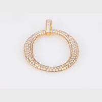 Vintage Ovale 2.5 Carat Diamond 18K Yellow Gold Pave Pendant