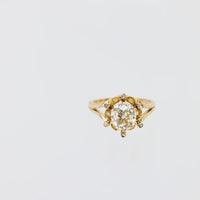 Vintage 1.50 carat old mine diamond 18k yellow gold spray ring