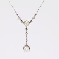 Edwardian 2.75 Carat Total Diamond Weight Platinum Lariat Necklace