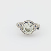 Art Deco 2.98 carat diamond sapphire platinum engagement ring