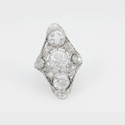 Art Deco GIA 6 carat total weight diamond platinum Navette ring