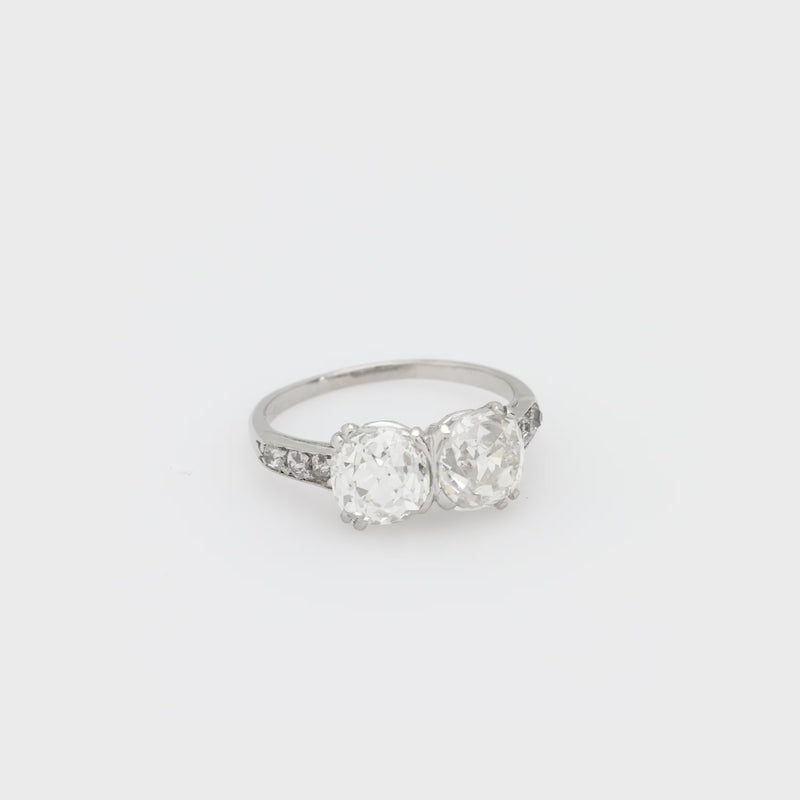Art Deco GIA 2.95 carat old mine cut diamond platinum engagement ring