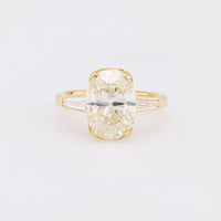 GIA 5.03 carat oval cut diamond 18k yellow gold engagement ring