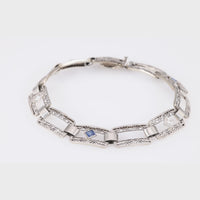 Art Deco Sapphire Diamond 14K White Gold Bracelet