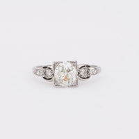 Elegant GIA 0.89 carat cushion cut diamond platinum engagement ring