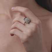 Art Deco diamond sapphire platinum ring