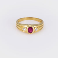 Ruby and Diamond Three-Stone Ring